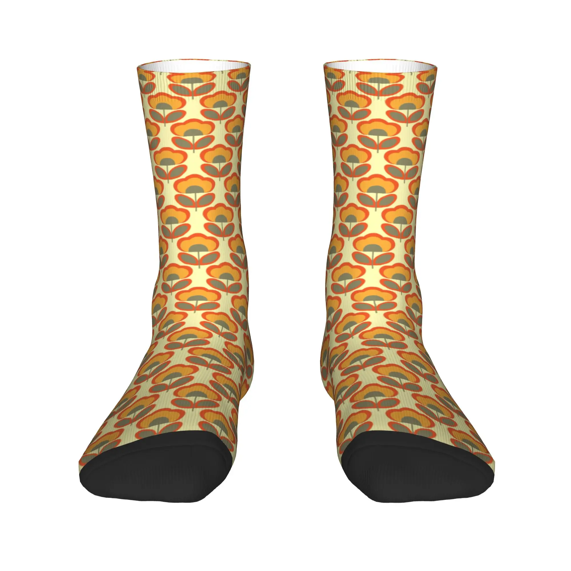Calcetines geniales Orla Kiely Calcetines de tripulación de flores escandinavas para hombres Medias con impresión 3D Mujer
