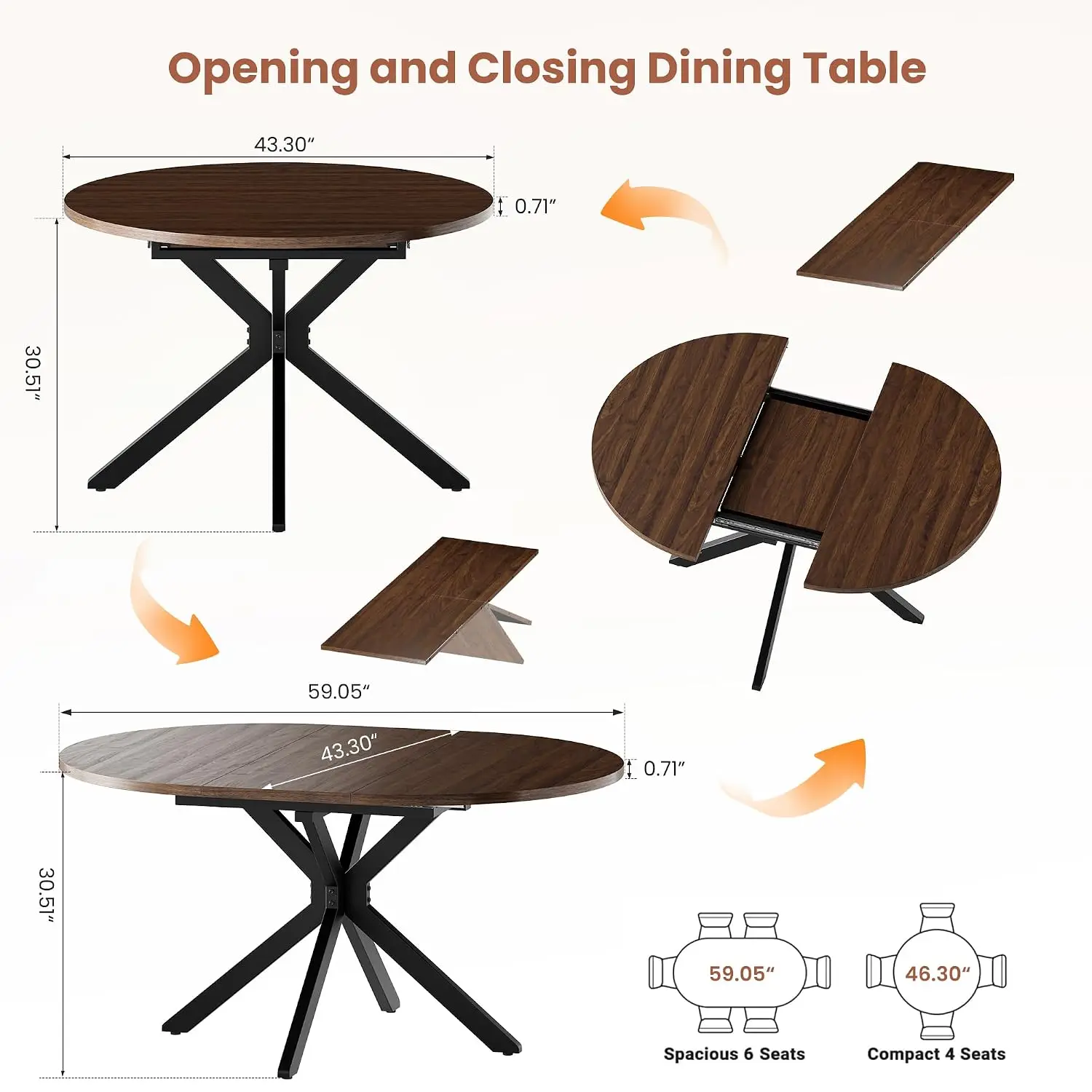 Extendable Round Table 43
