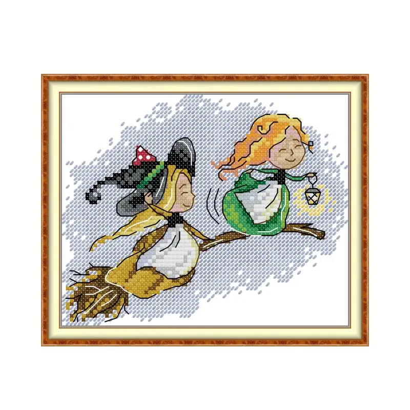 Joy Sunday Little Wizard 3 Cross Stitch Kit - DIY Embroidery Set, 11/14/16CT Counted Stitch Needlework