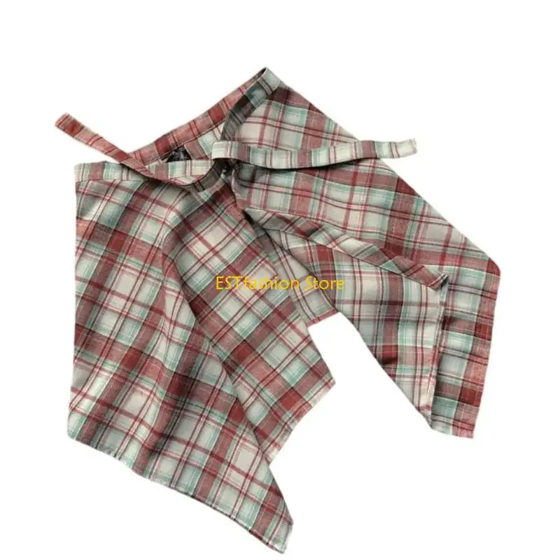 Y5GC Checkered Layering Fake Top Mini Skirt Lower Skirt Tieback Shirt Extenders
