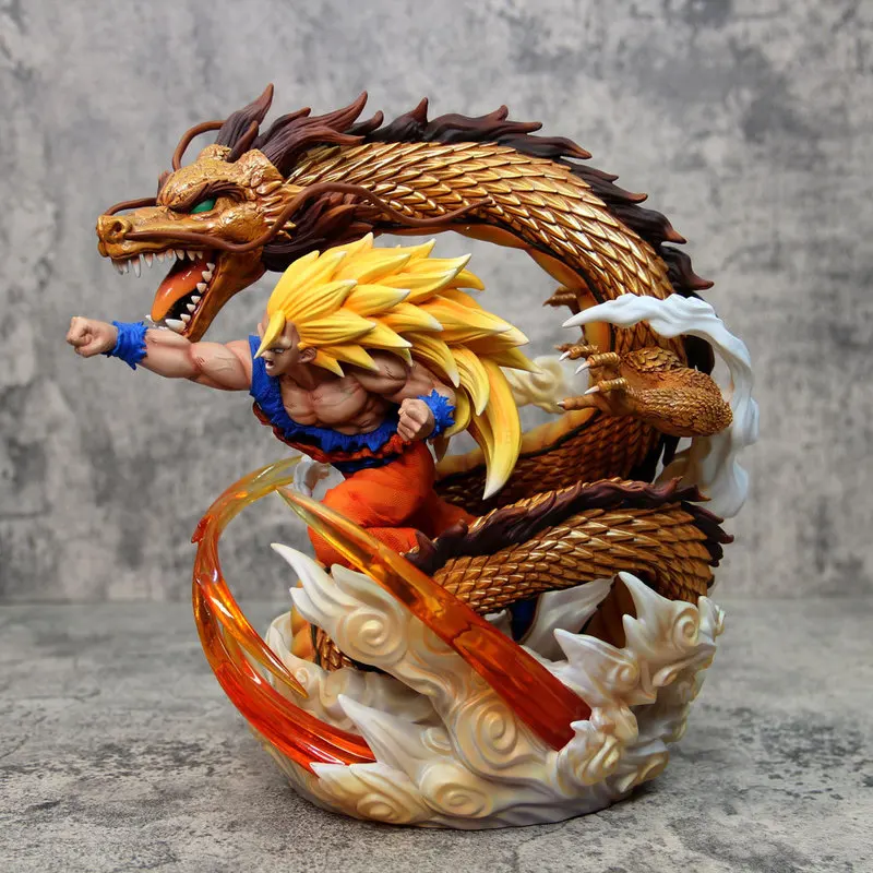 Figurines d'action créatives Dragon Ball Son Goku, Super Saisuperb, 3 souffles, modèle beurre, jouets, ornements de bureau, cadeau d'anniversaire, 30cm