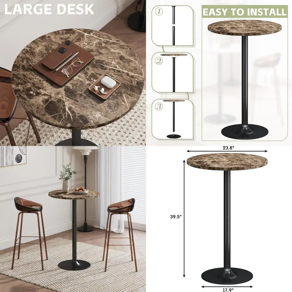 

Современный барный стол с металлическим основанием и мраморной столешницей, подходит для столовой, вечеринок, бара (высота барной стойки)