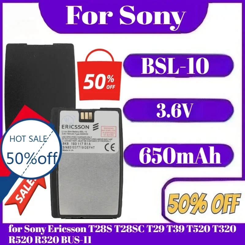

3.6V 650mAh Battery BSL-10 for Sony Ericsson T28S T28SC T29 T39 T520 T320 R520 R320 BUS-11