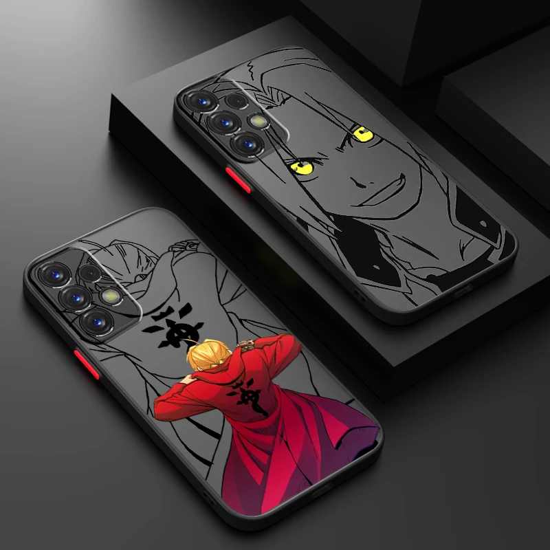 Fullmetal Alchemist Anime Frosted Translucent For Samsung Galaxy S24 S23 S22 S21 S20 FE S10 S9 S8 Plus Ultra Pro 5G Soft