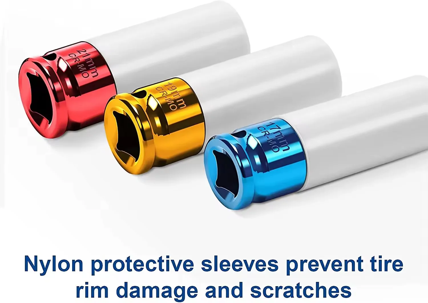 17mm 19mm 21mm Hex Sockets Colorful Sleeve Tire Protection Sleeve Wall-Deep Impact Nut Socket Alloy Wheel Pneumatic Wrench Tire image 3