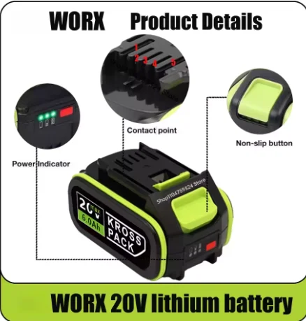 100% Original 20V 4.0ah 6.0Ah 5.0Ah  large-capacity Battery ,for WORX Series Power Tools  WA3016 WA3023 WA3054 WA3027