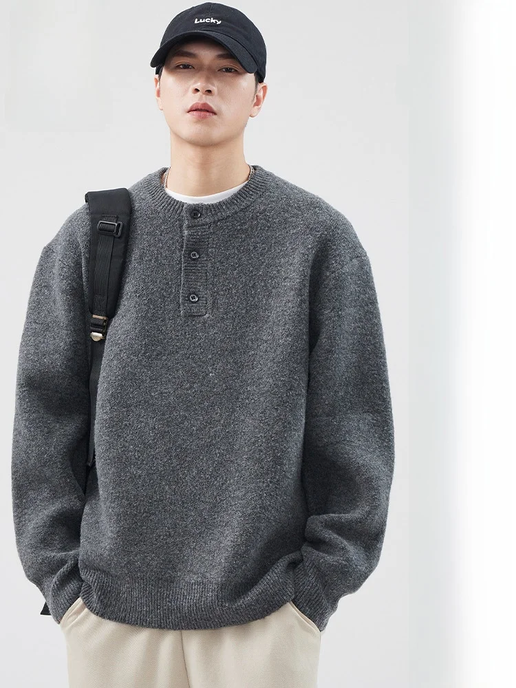 

Мужской вязаный свитер Paul Frank Large-Mouth Monkey Henry Collar, весенне-осенний, свободного кроя, модный, универсальный