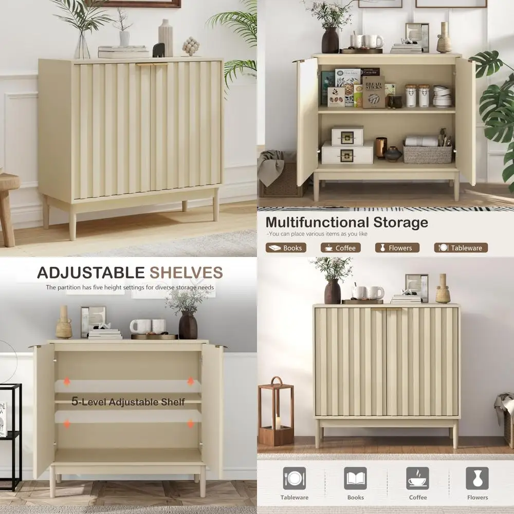 Gabinete de buffet de cocina con estante ajustable con puerta de almacenamiento y aparador para muebles decorativos