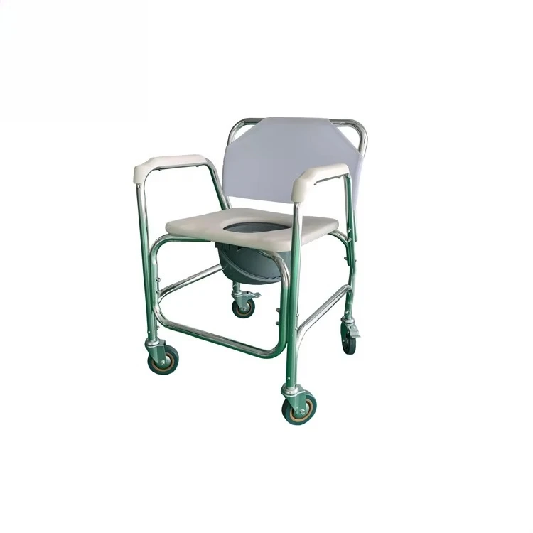 Steel hospital elderly toilet chair hitchhiker with wheels
