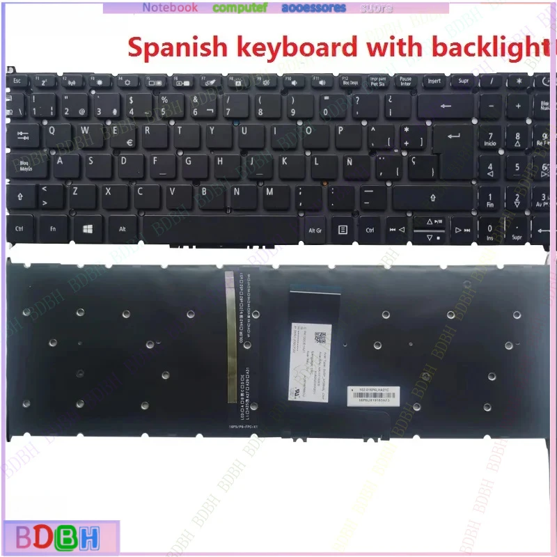Teclado para ordenador portátil zq ruso/estadounidense/español/lápido para Acer Aspire 5 A515-54 A515-54G A515-56 A515-56G A515-52 A515-52G A515-53 A515-55