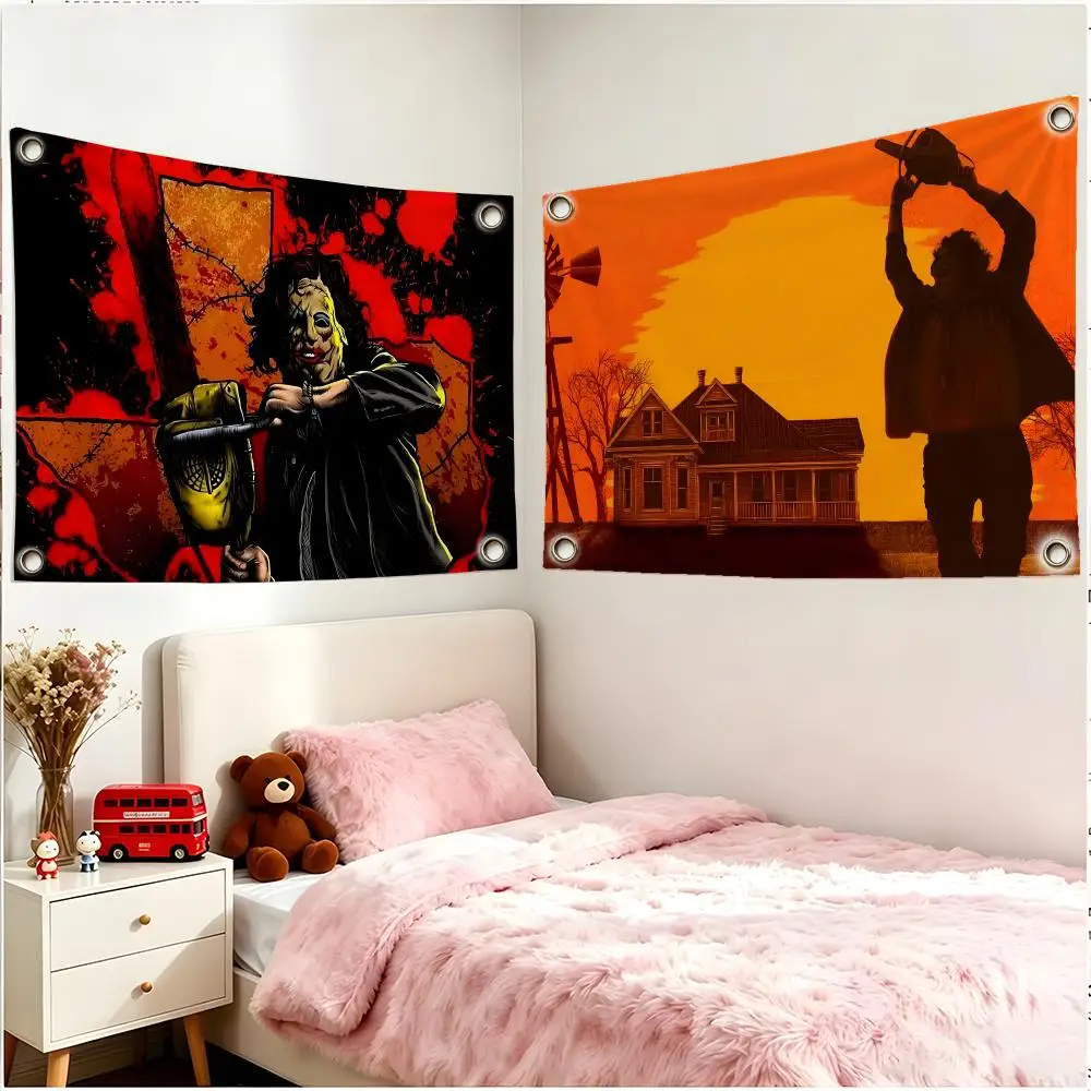 Movie Horror The Texas Chain Saw Massacre Flags Borderless Four Ring Ornament Indoor Outdoor Decoration Quick Hang Install