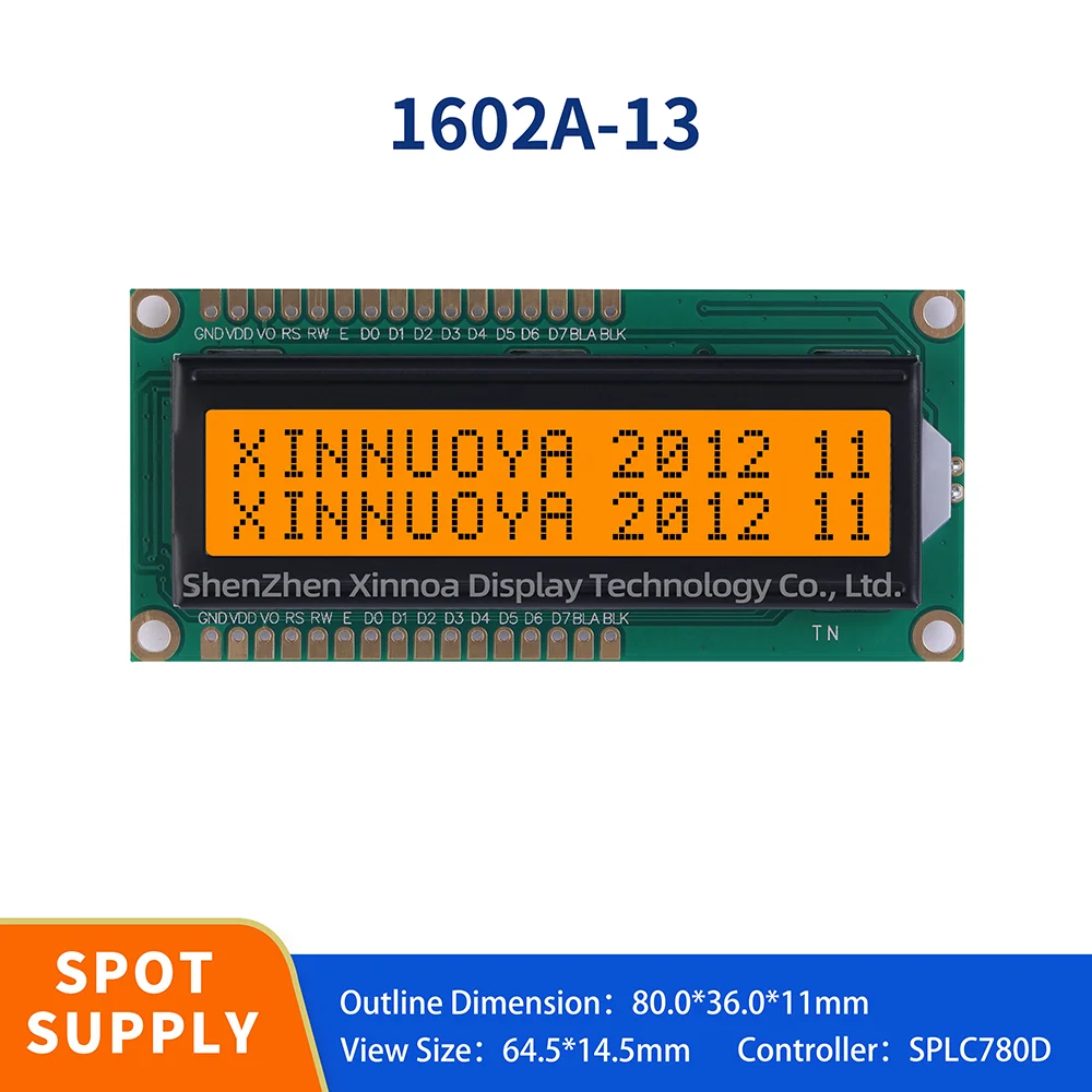 LCD1602A-13 LCD 1602A-13 Module Orange Screen 16x2 Character LCD Display Module SPLC780D Controller