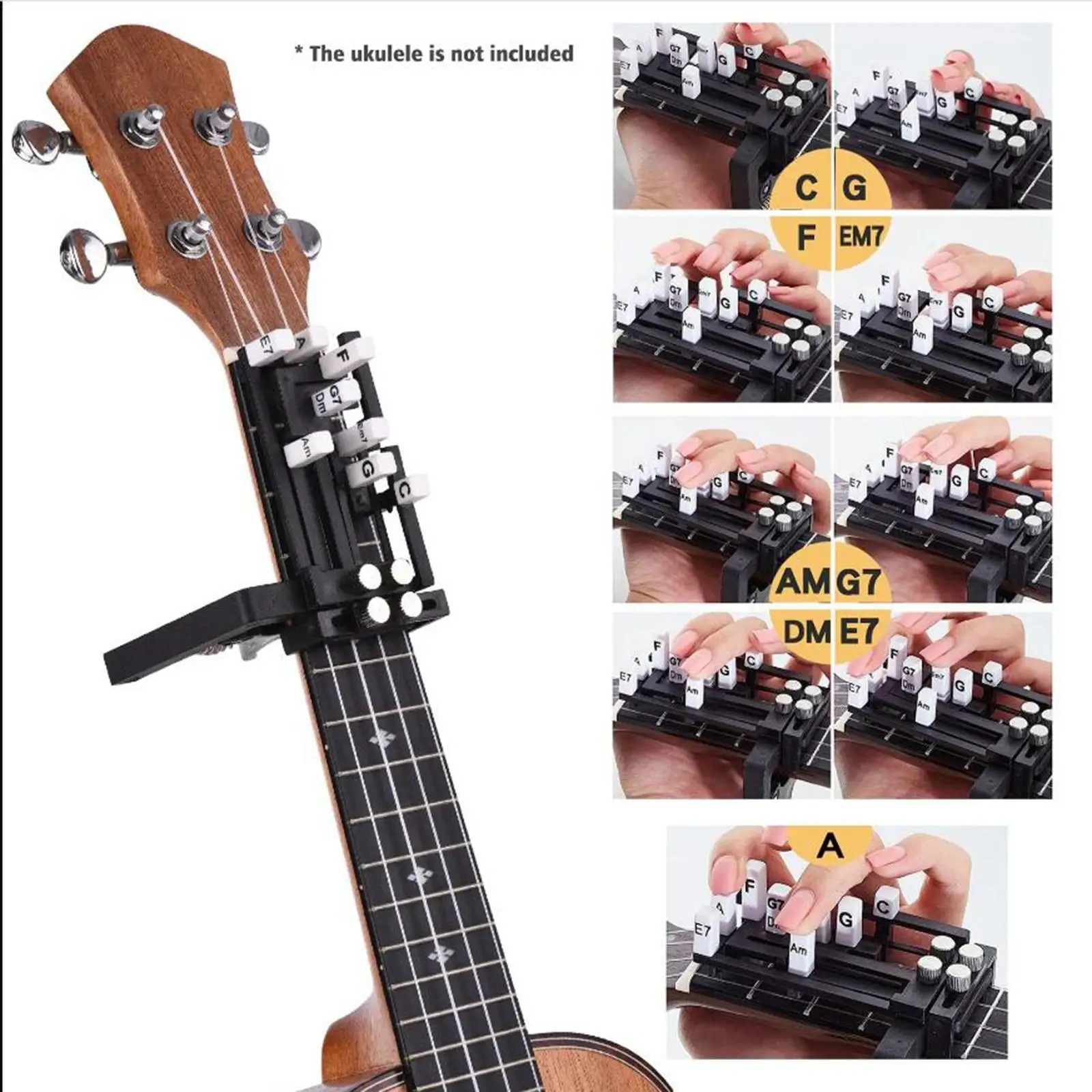 Ukulele portátil Finger Exerciser, Guitar Chord Trainer Ferramenta para Iniciantes