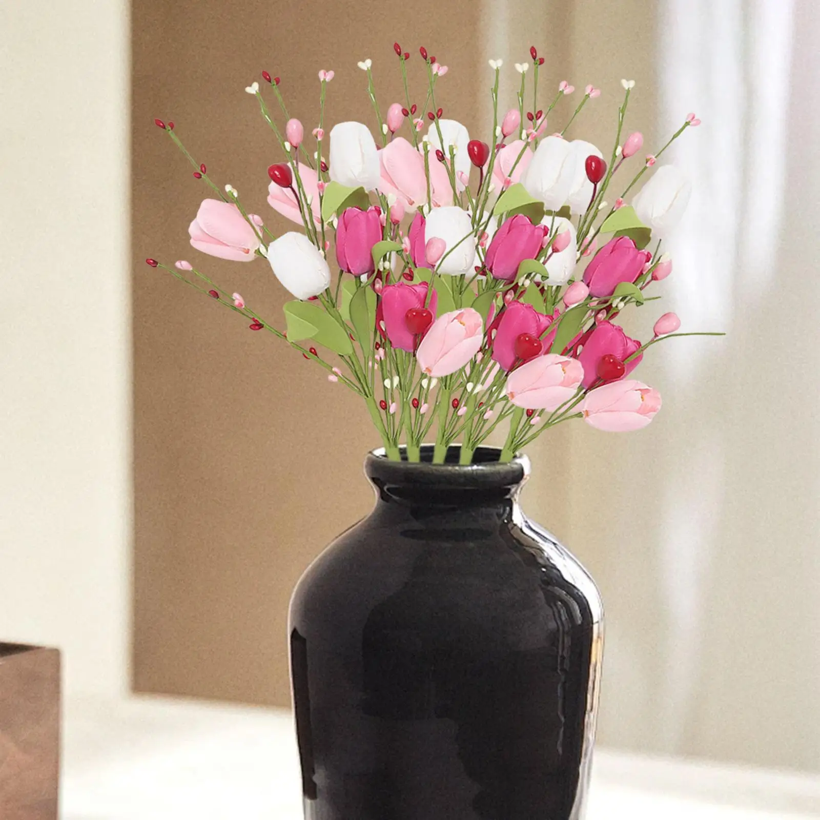 5Pcs Artificial Tulip Flower Branches Gift for Farmhouse Festival Mother Day