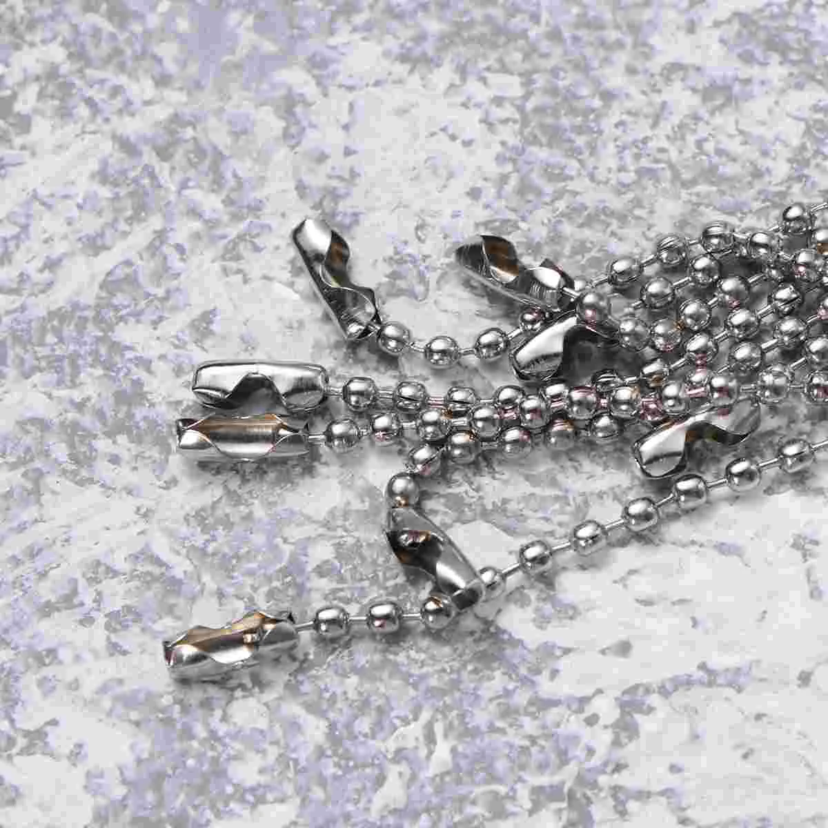 Key Rings for Jewelry Chain Ball Silver Tone Connector Clasp Chains Nickel Plated Tag