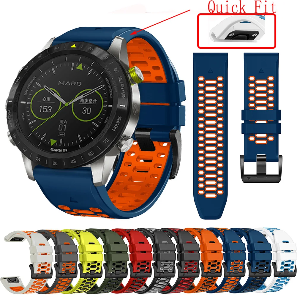 QuickFit 26 22 mm zweifarbiges Silikon-Armband für Garmin Fenix 7X 7 Pro 5 5X 6 6X/Epix Pro Gen 2 51 mm 47 mm Armband-Zubehör