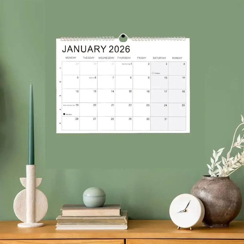 

Новый выпуск: январь 2026 г. - июнь. Настенный календарь на 2027-2026 годы с крючком, отмеченными праздниками, цветной, из плотной бумаги, для офиса