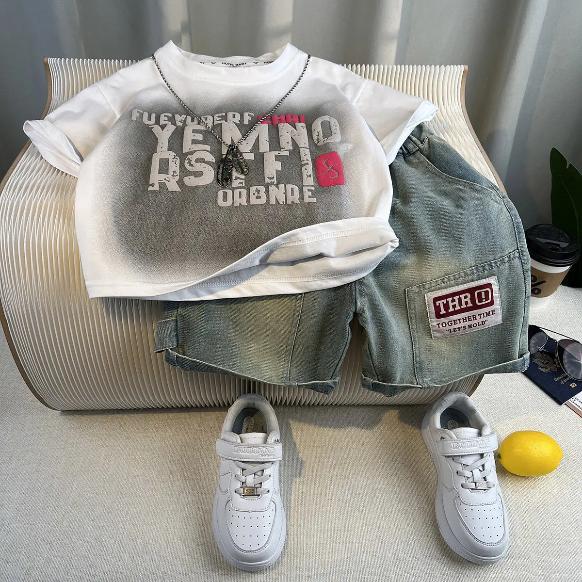 

Boys summer suit 2026 new handsome children's summer clothes baby cotton short-sleeved two-piece suit
