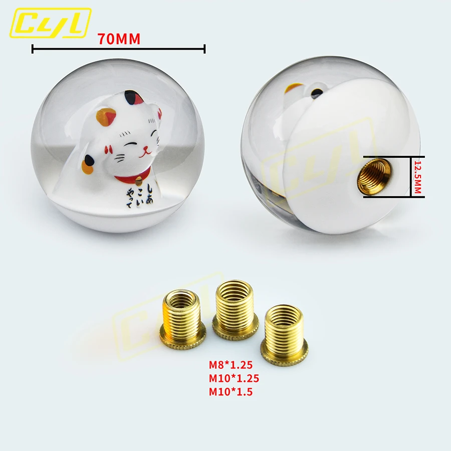 JDM Dandelion Lucky Cat Acrylic Shift Knob Universal Ball Shape Flower Lever Change Knob