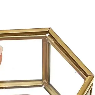 

High-end Hexagonal Ring Box Gold And Jewelry Accessory Box Golden Glass Luxurious And Retro Jewelry Storage Box