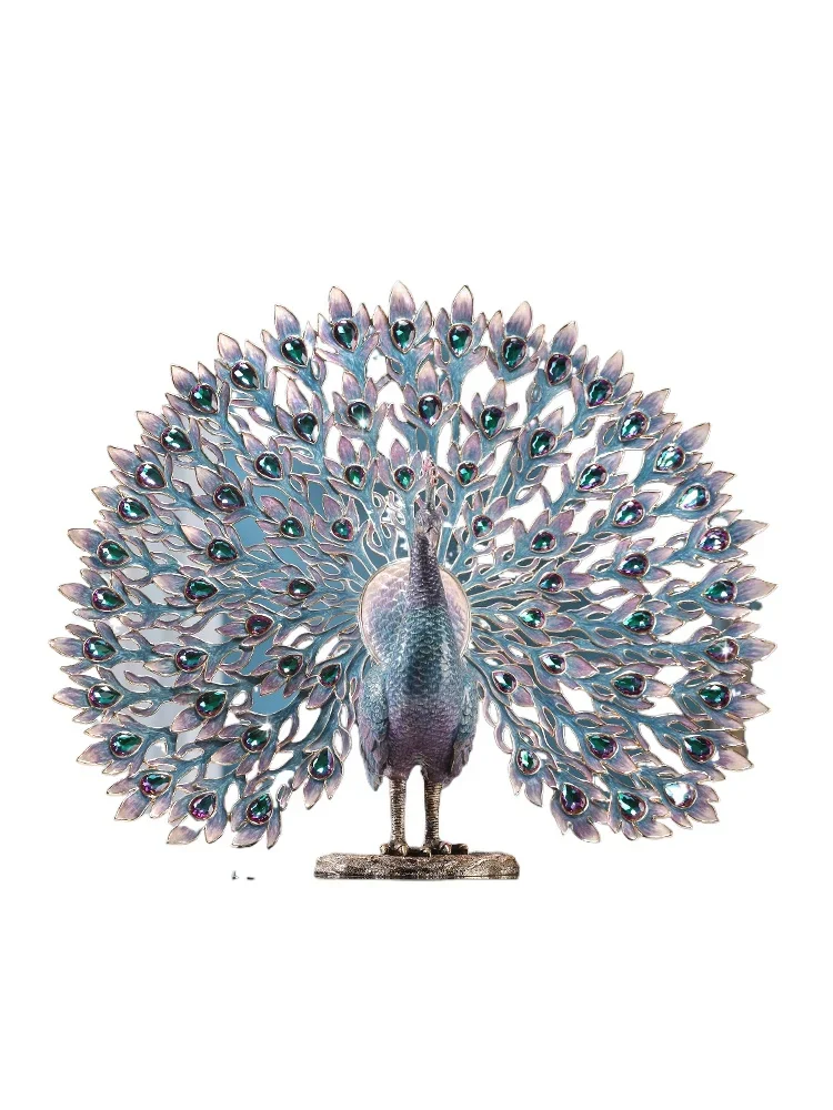 Peacock open  enamel color ornament light luxury office living room TV cabinet entrance decoration housewarming gifts
