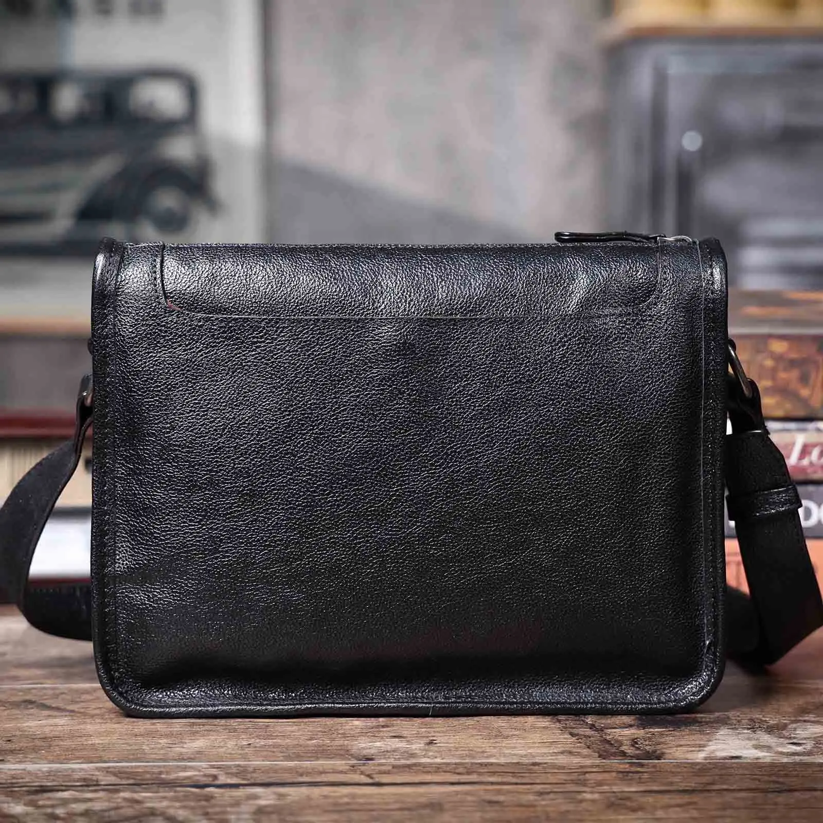 Echte Leder-Umhängetasche für Herren, Unisex, einfache Rindsledertasche, oberste Schicht pflanzlich gegerbtes Leder, modisch und lässig – Detail 31