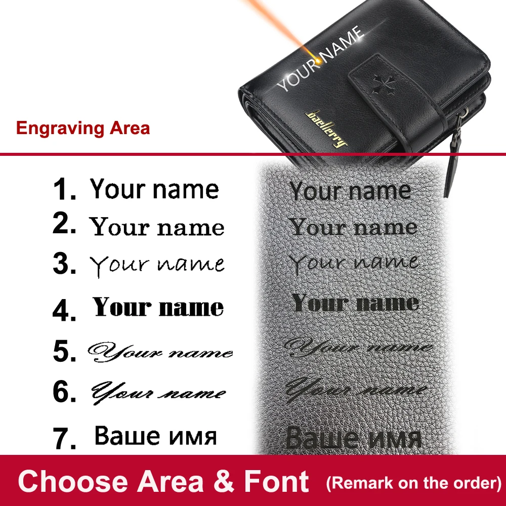 Portafoglio da uomo di grande capacità Nome personalizzato Incisione Porta carte corto semplice Tasca portamonete ID e slot per foto Borsa da uomo di alta qualità