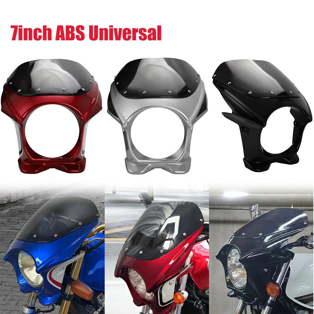 

7inch ABS Universal Motorcycle Modified Protective Cover Front Retro Headlight Fairing Cover Windshield Headgear For Honda CB400