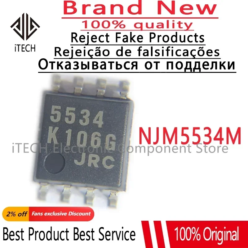 5 Pcs/Lot NJM5534M 5534 SOP-8 Operational Amplifiers - Op Amps Single Low Noise 100% New&Original