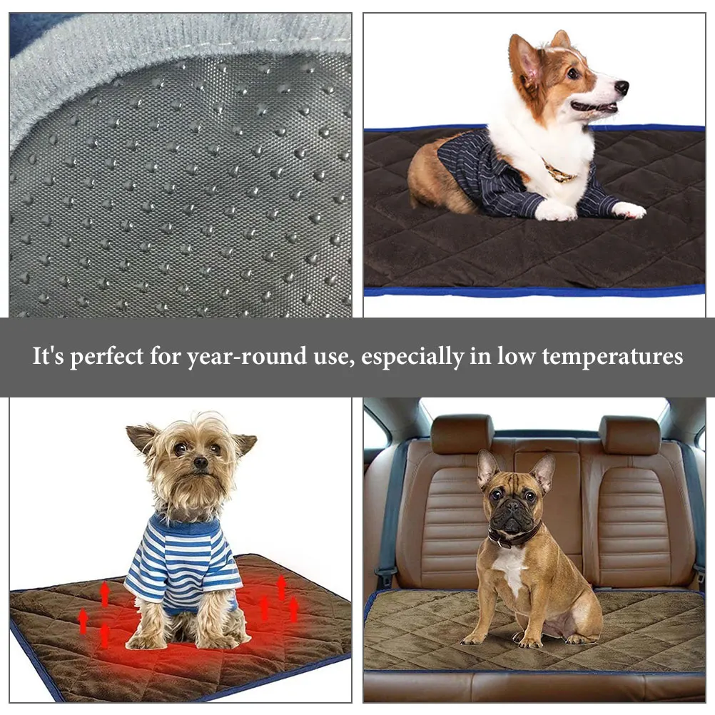 

Pet Self Heating Mat Year Round Bed Pads for Dogs Cats Lattice Heated Cotton Warming Outdoor Indoor Reflective