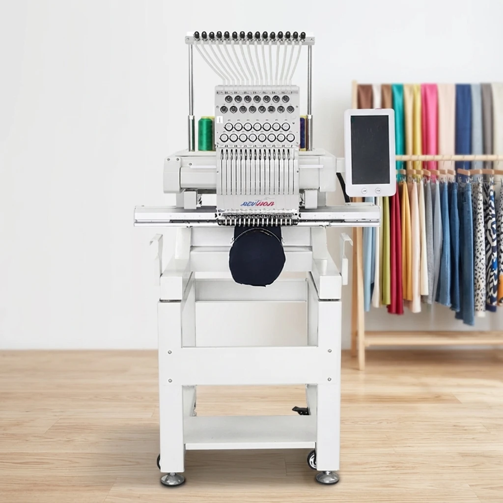REVHON Chinese Factory QH-XC1201 Professional Computer 12/15 Needles 600*400mm Work Area Single Head Embroidery Machine