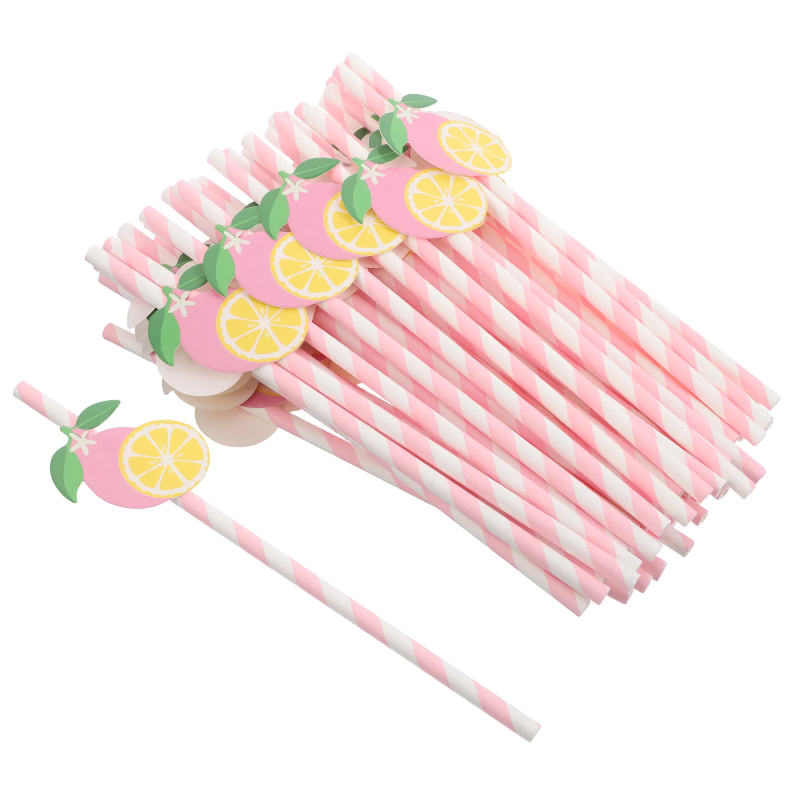 

50Pcs Disposable Lemon Paper Straws Creative Cute Fruit Patterned Paper Straws Party Supplies Birthday Juice