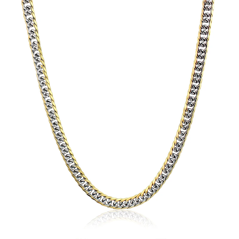 Minimalist Stainless Steel 6mm Cuban Chain Choker Necklaces Fashion Two Tone  Necklaces Bracelet Jewelry Set Multiple Length