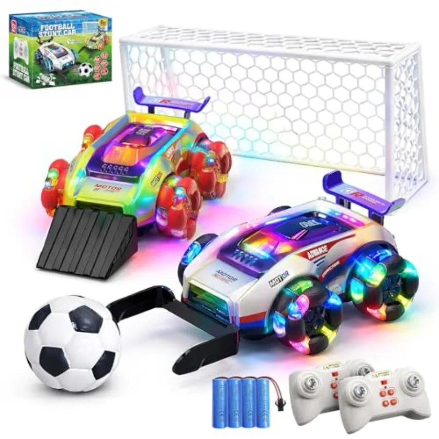 

Remote Control Football Stunt Car Set for World Cup 2026, ABS plastic, red/blue, LED lights + music + goal + ball + dual-player