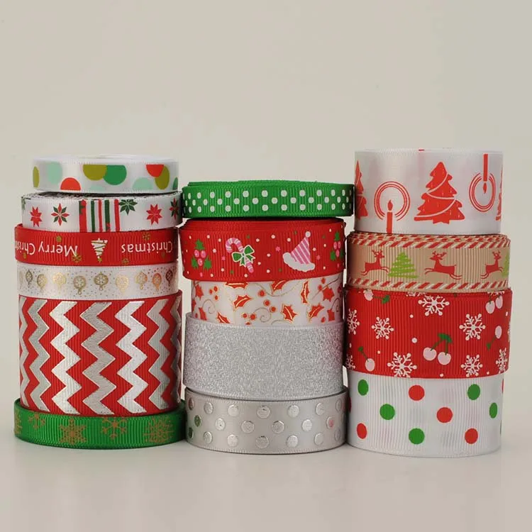 Colorful 16yards Random Set Mixed By Color Series Promotional Printed Grosgrain/Satin Ribbon,each Style Is 1 Yard
