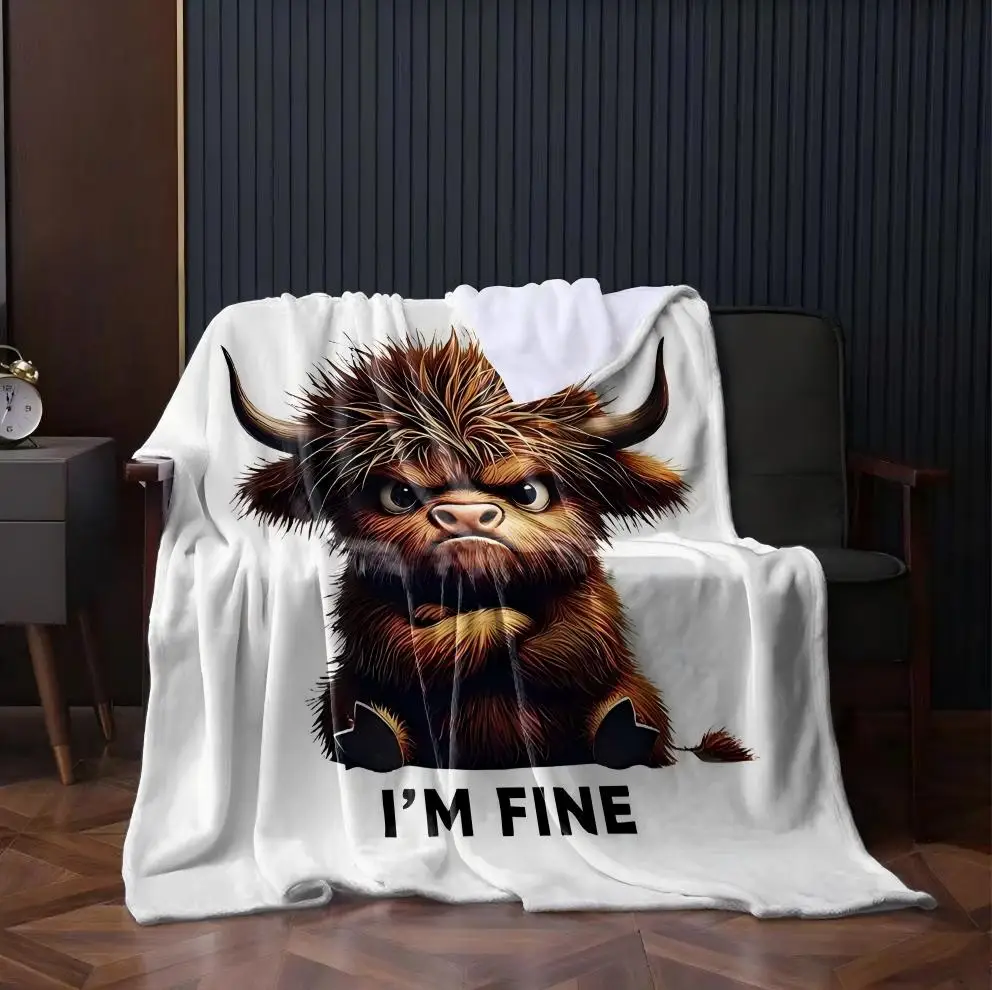 1PC Blankets Funny Cute Highland Cow For Boys Girls Anniversary Birthday Gifts Festival Gifts Soft Warm Blanket Four season use