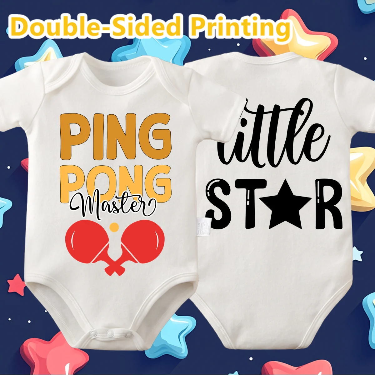

Боди из чистого хлопка, двусторонний принт для пинг-понга, удобные комбинезоны для малышей, комбинезон для новорожденных от 0 до 12 месяцев
