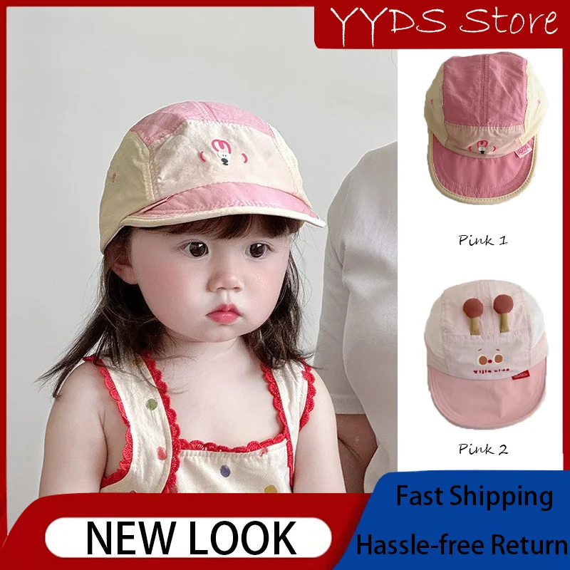 quick-dry-baby-hat-spring-summer-thin-soft-brim-baseball-cap-cute-cartoon-sun-protection-for-boys-girls