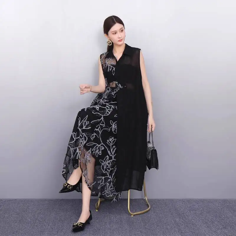 

Niche Design Sense 2025 Summer New Women's Loose Plus Size Embroidered Irregular Vest And Skirt Two-piece Set костюм женский