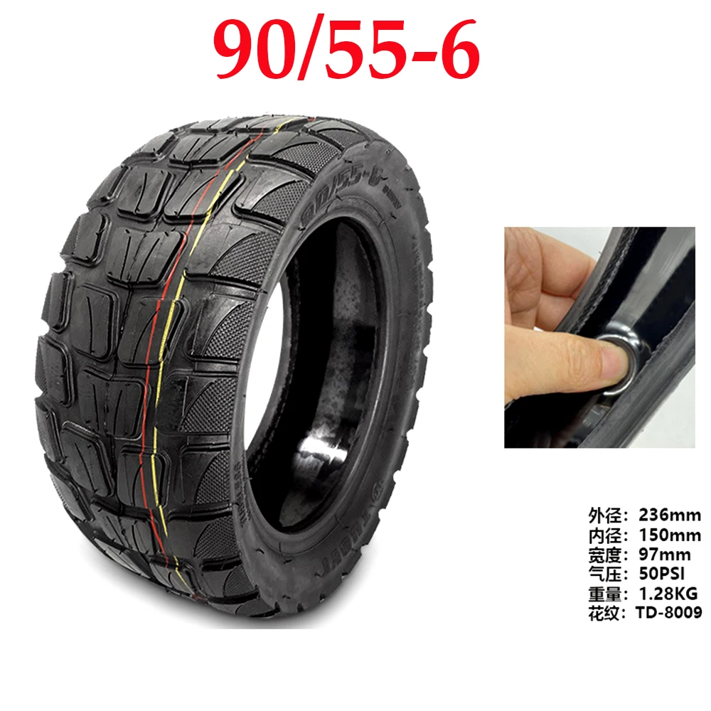 

90/55-6 TUOVT Self-healing Tubeless Tyre 10 Inch Jelly Glue Prevents Puncture Vacuum Tire for Electric Scooter Accessories