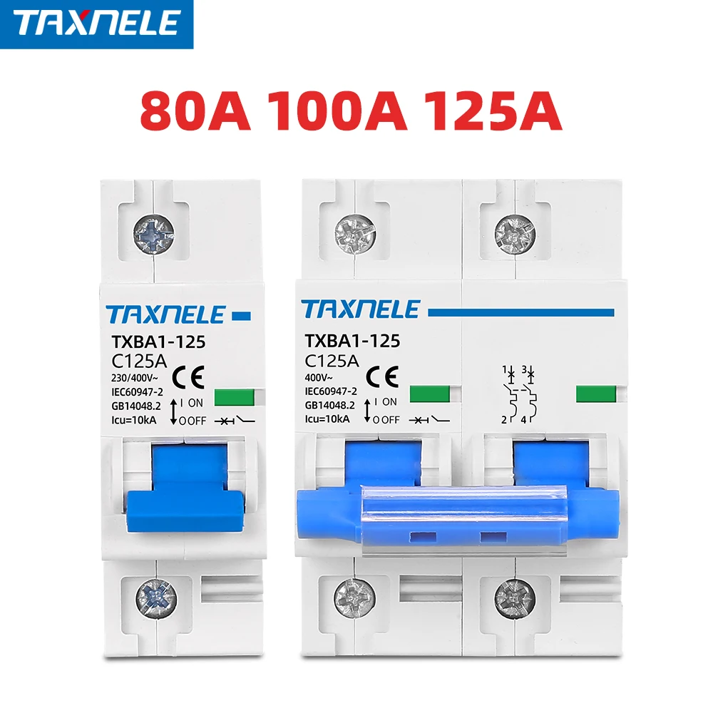 AC MCB 2P 230V Mini interruttore interruttore aria 80A 100A 125A sovraccarico cortocircuito proteggere la protezione capacità di interruzione 10KA