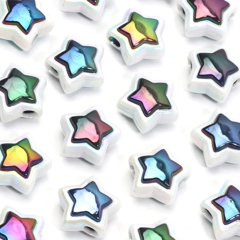 10 stücke 17mm abs Stern Perlen Pentagramm Acryl lose Spacer Perlen für Schmuck machen Charme DIY Armband Halskette Zubehör