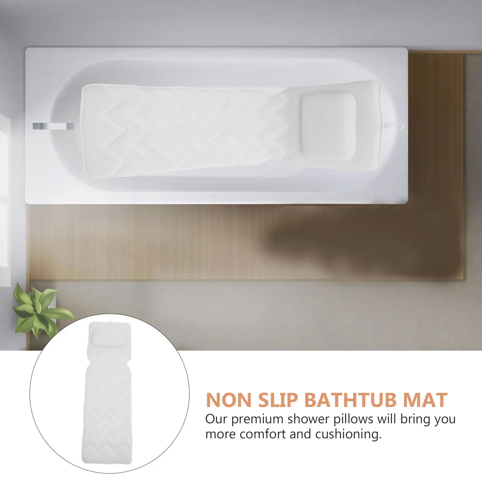Premium 3D Ergonomic Bathtub Pillow with Strong Suction Cups for Head Neck Support Comfortable Non-Slip Bath Cushion Spa Tub