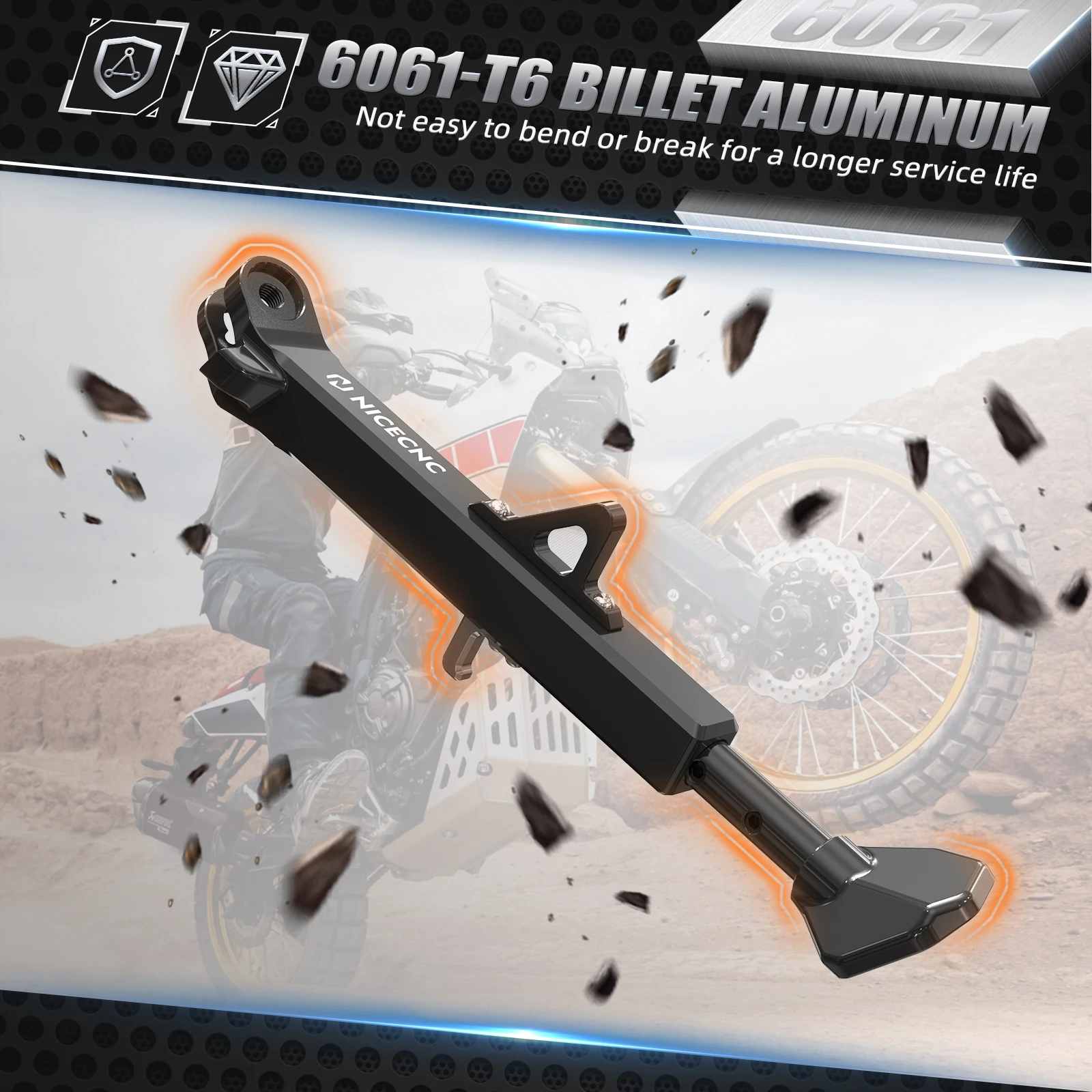 NICECNC Für Yamaha Tenere 700 2019-2024 Seitenständer 25-50mm Verstellbar Tenere700 Rally 2020-2024 XTZ700 XTZ 700 – Detail 4