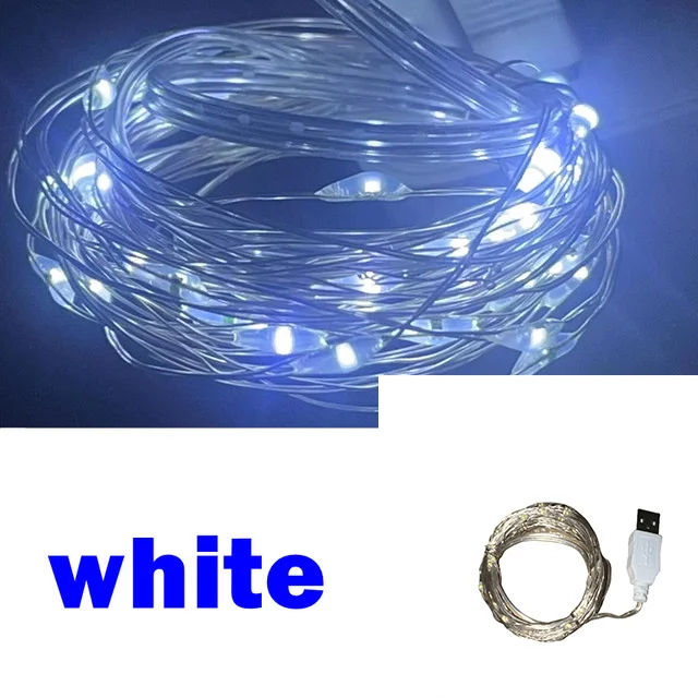 3/10/20M USB LED Lichterketten Kupfer Silber Draht Girlande Licht Wasserdichte Lichterkette Für Weihnachten hochzeit Party Dekoration