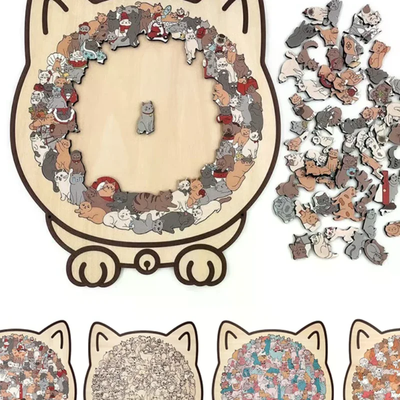 135 قطعة من ألغاز موراندي الملونة على شكل قطة خشبية غير منتظمة على شكل قطط قطع على شكل حيوانات لديكور المنزل وألعاب الحفلات هدايا