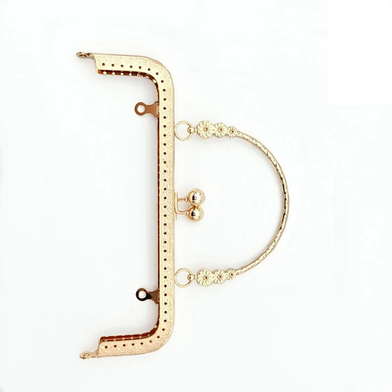 20cm Square Embossing Wrist Metal Kiss Clasp Frame For Bags Flower Handle DIY Sewing Hardware Handbags Accessories