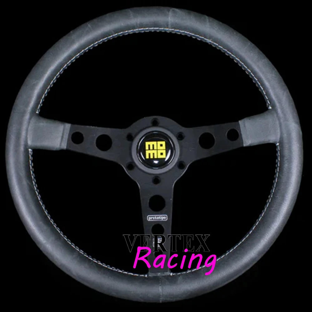 Drift Universal 14Inch Racing MOMO Prototipo Steering Wheel Car JDM Leather Steering Wheel Volantes For VW HONDA TOYOTA BMW