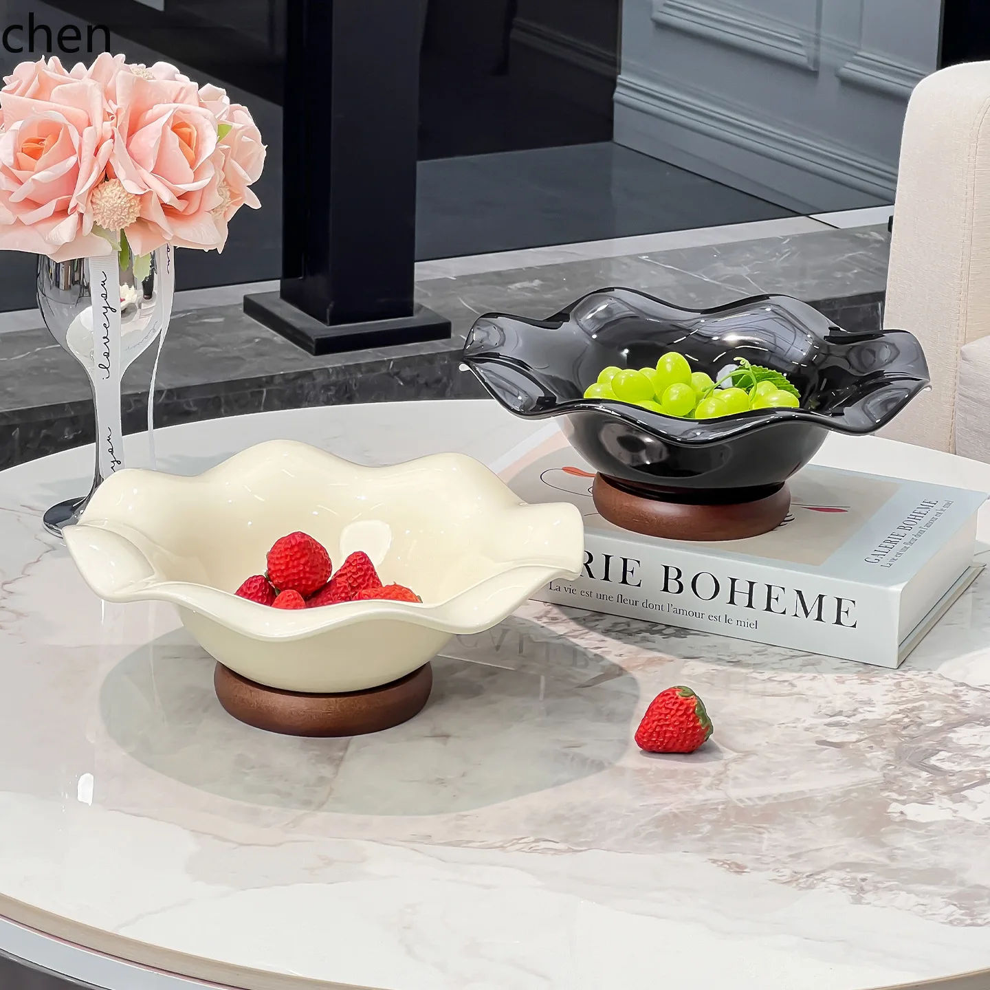 Zml high-end ceramic fruit platter - stylish serving dish for living room coffee table,  for dried fruits, snacks, and candy
