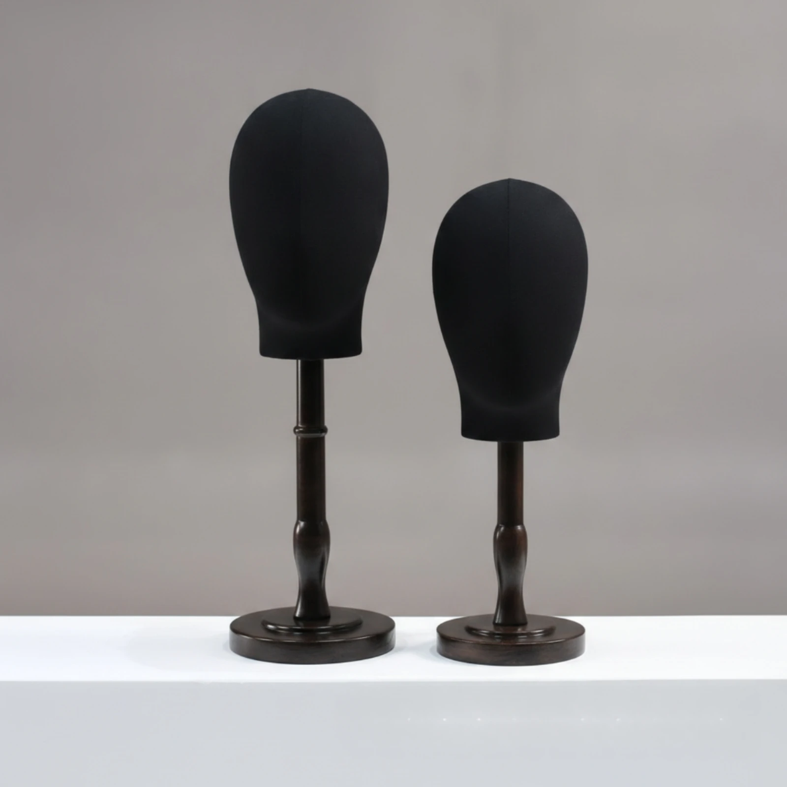 Hat Display Stand textileCovered Mannequin Head with Wooden Base Hat Stand Tabletop Weighted for Milliners, Boutique, Studio